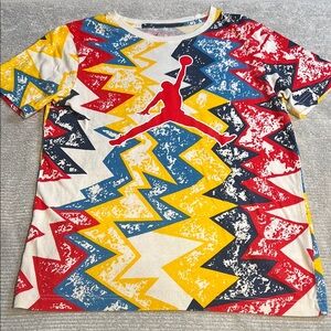 Jordan Red and Yellow Short Sleeve Tee Zigzag Pattern 12-13yo sizeL.    order120